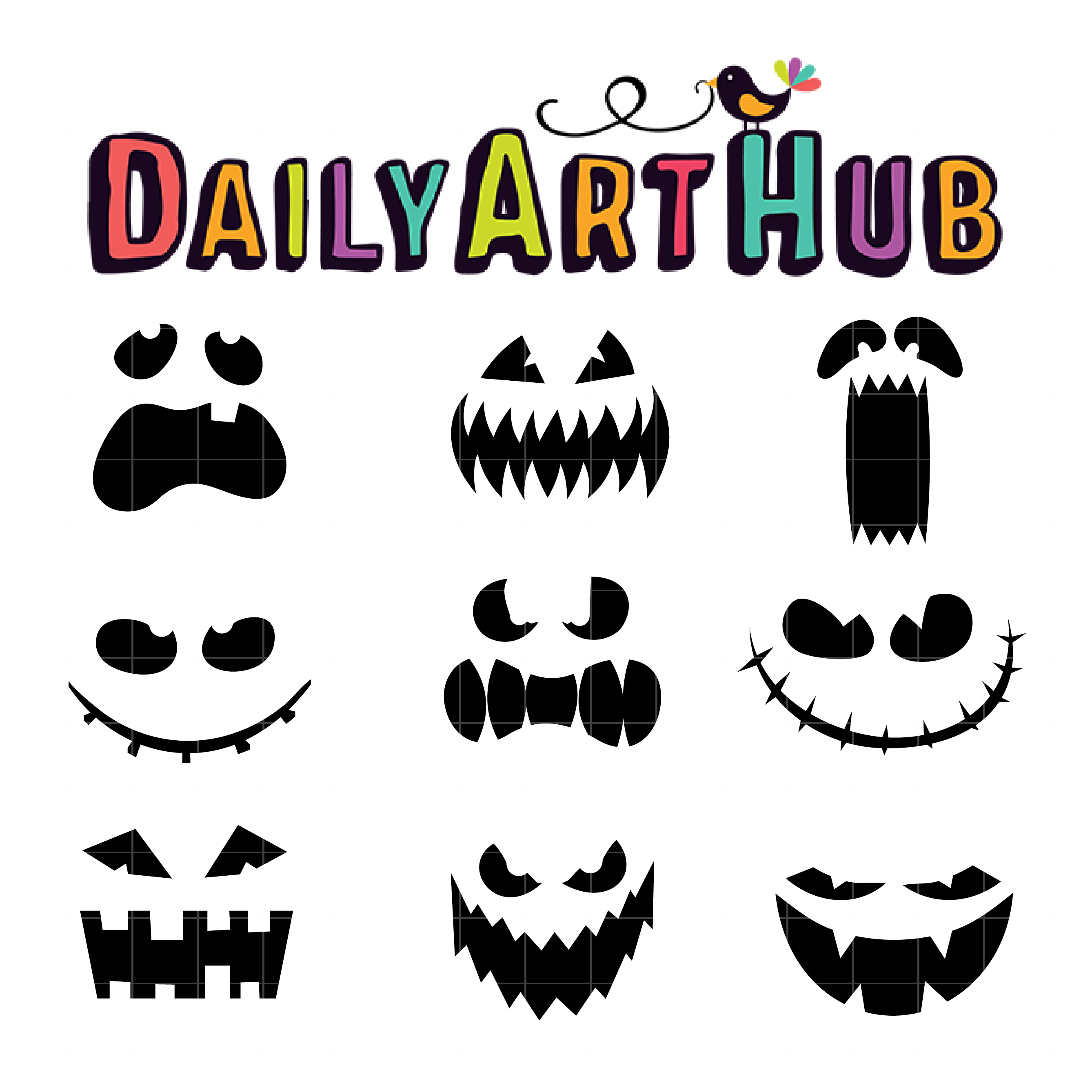 Creepy Dark Faces Clip Art Set – Daily Art Hub – Free Clip Art Everyday