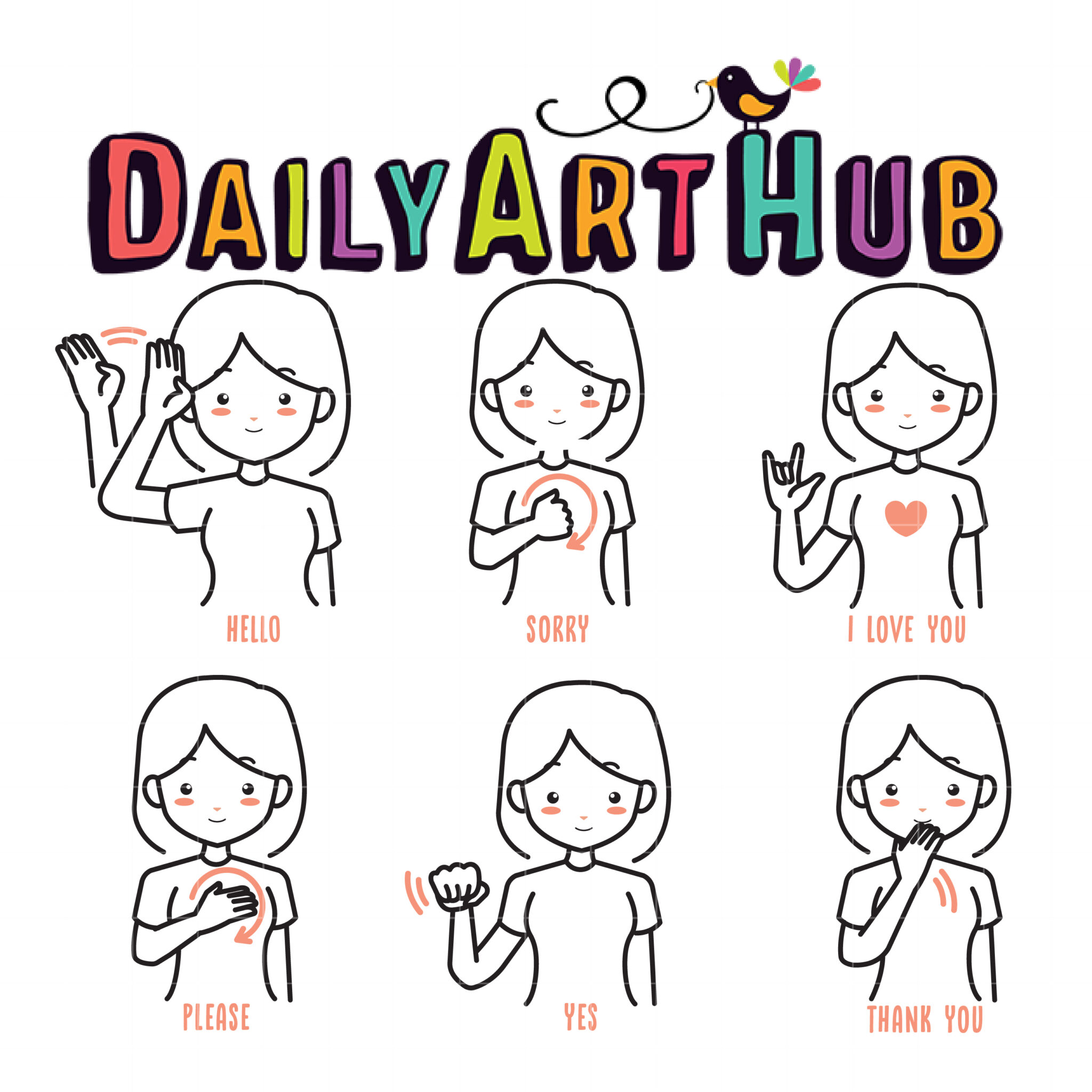 Basic Sign Language Clip Art Set Daily Art Hub // Graphics, Alphabets