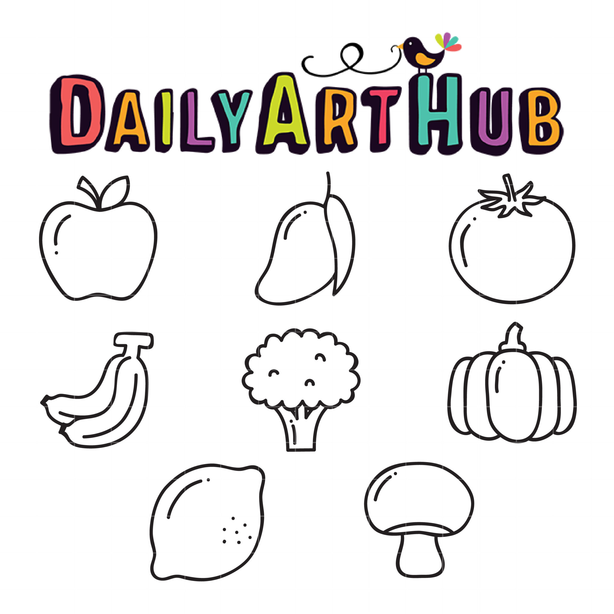 fruits drawing outline