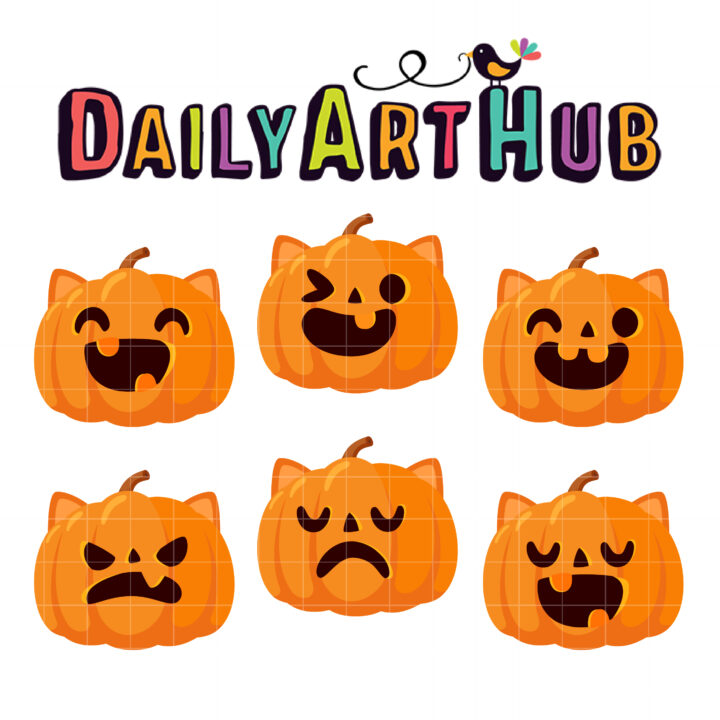 Kawaii Cat Pumpkin Clip Art Set – Daily Art Hub // Graphics, Alphabets