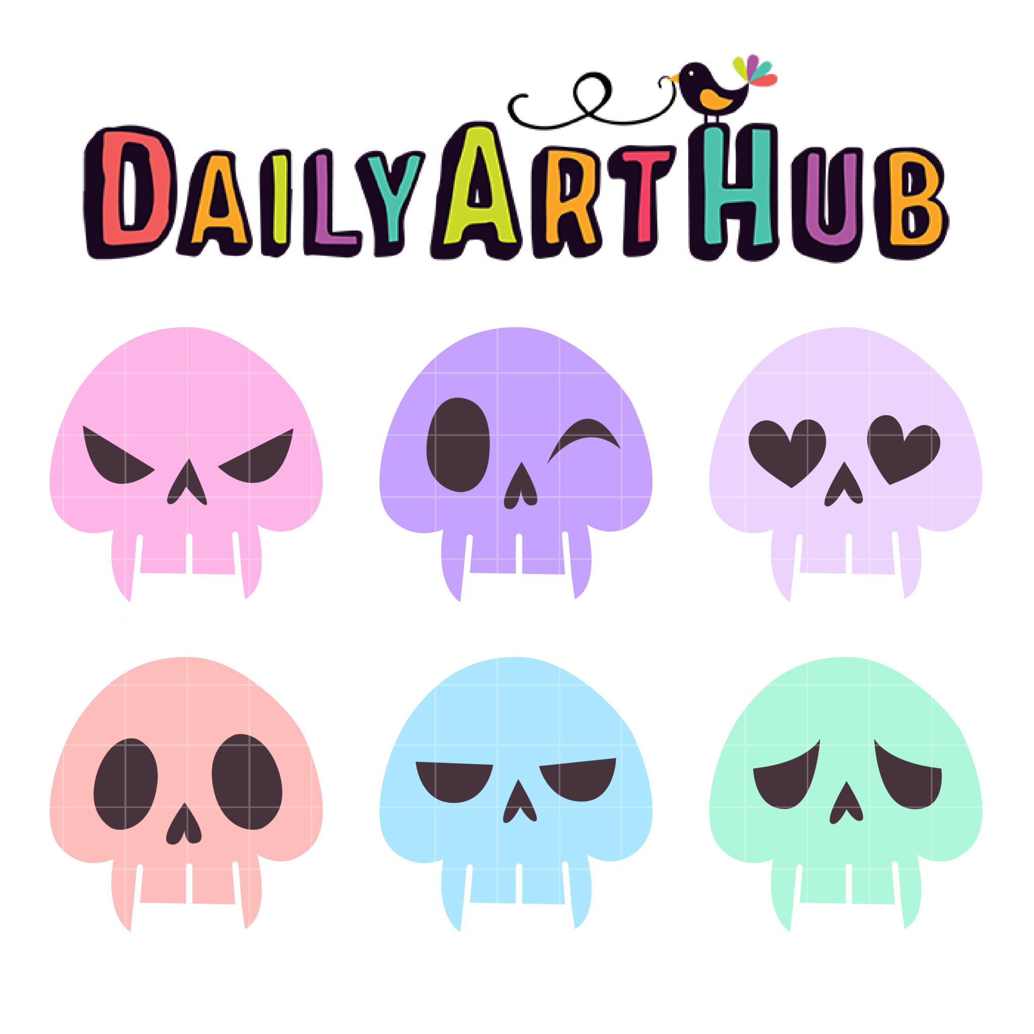 Pastel Goth Skull Clip Art Set Daily Art Hub Graphics Alphabets Svg ...