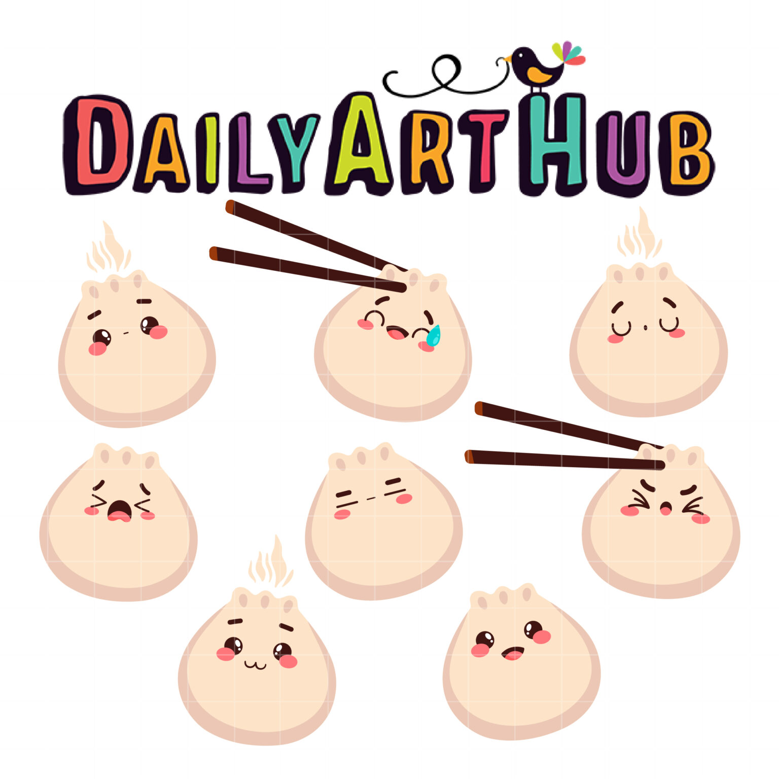 Kawaii Dumpling Expression Clip Art Set Daily Art Hub // Graphics