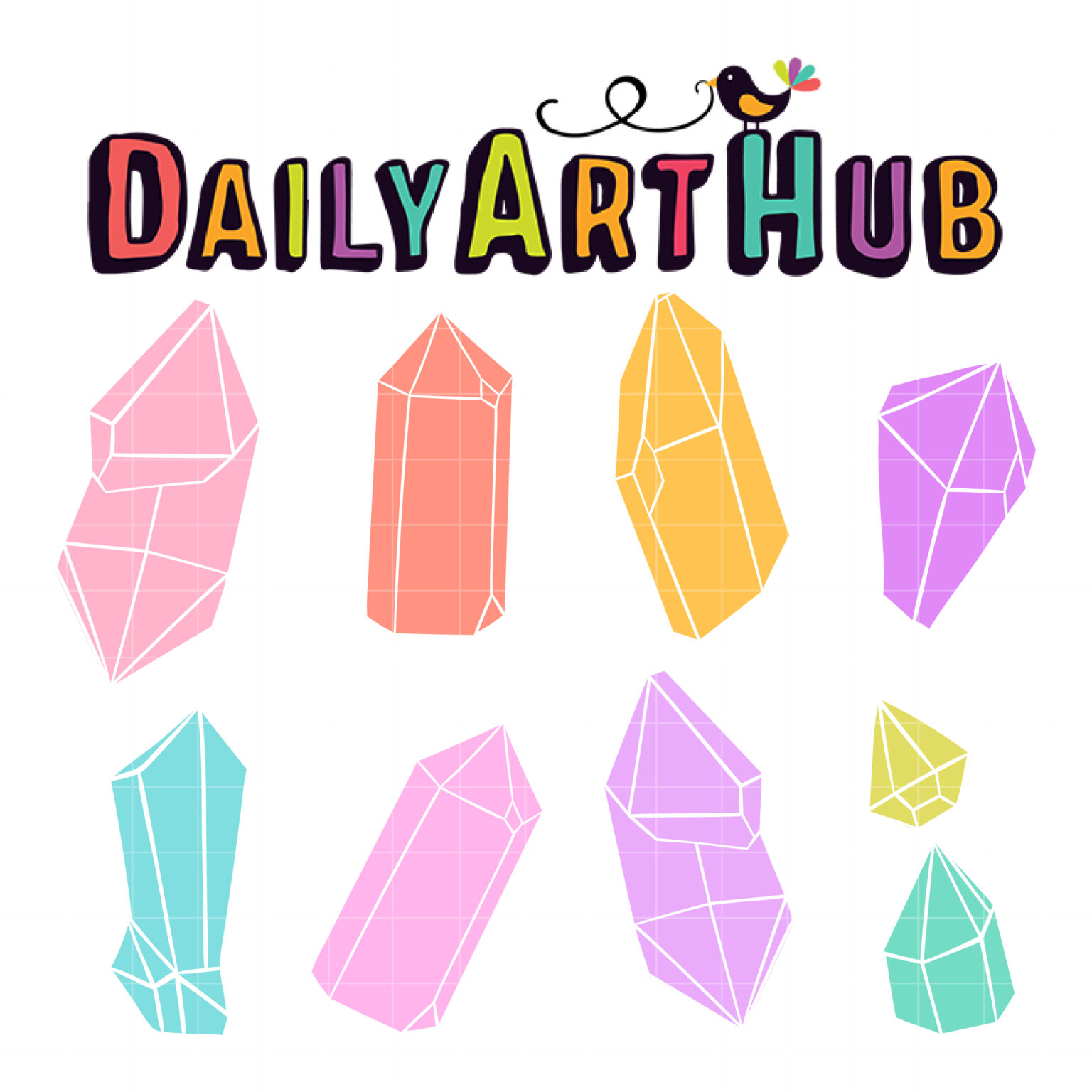 Pastel Crystals Clip Art Set – Daily Art Hub  Graphics, Alphabets & SVG