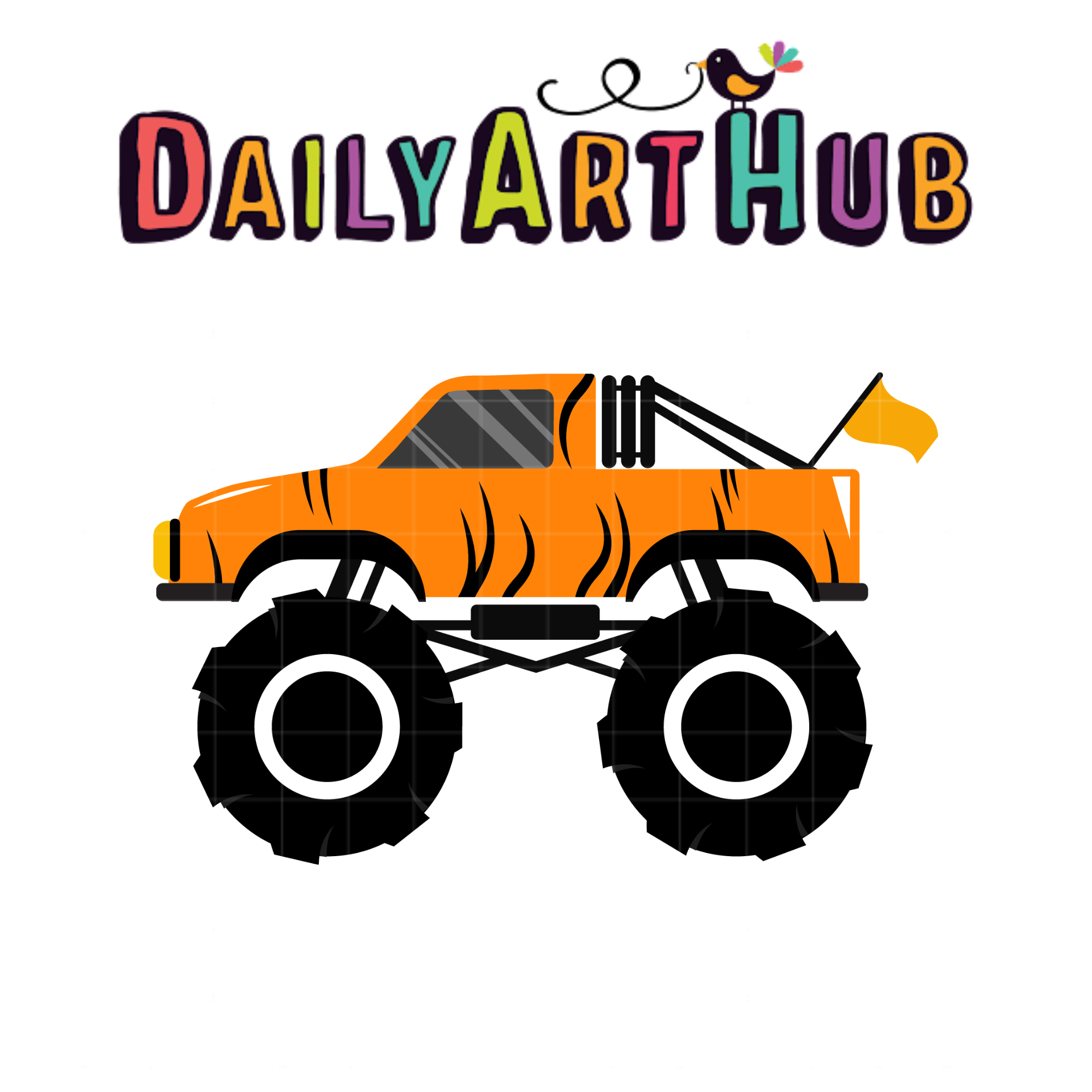 Tiger Monster Truck Art Set – Daily Art Hub // Graphics, Alphabets & SVG