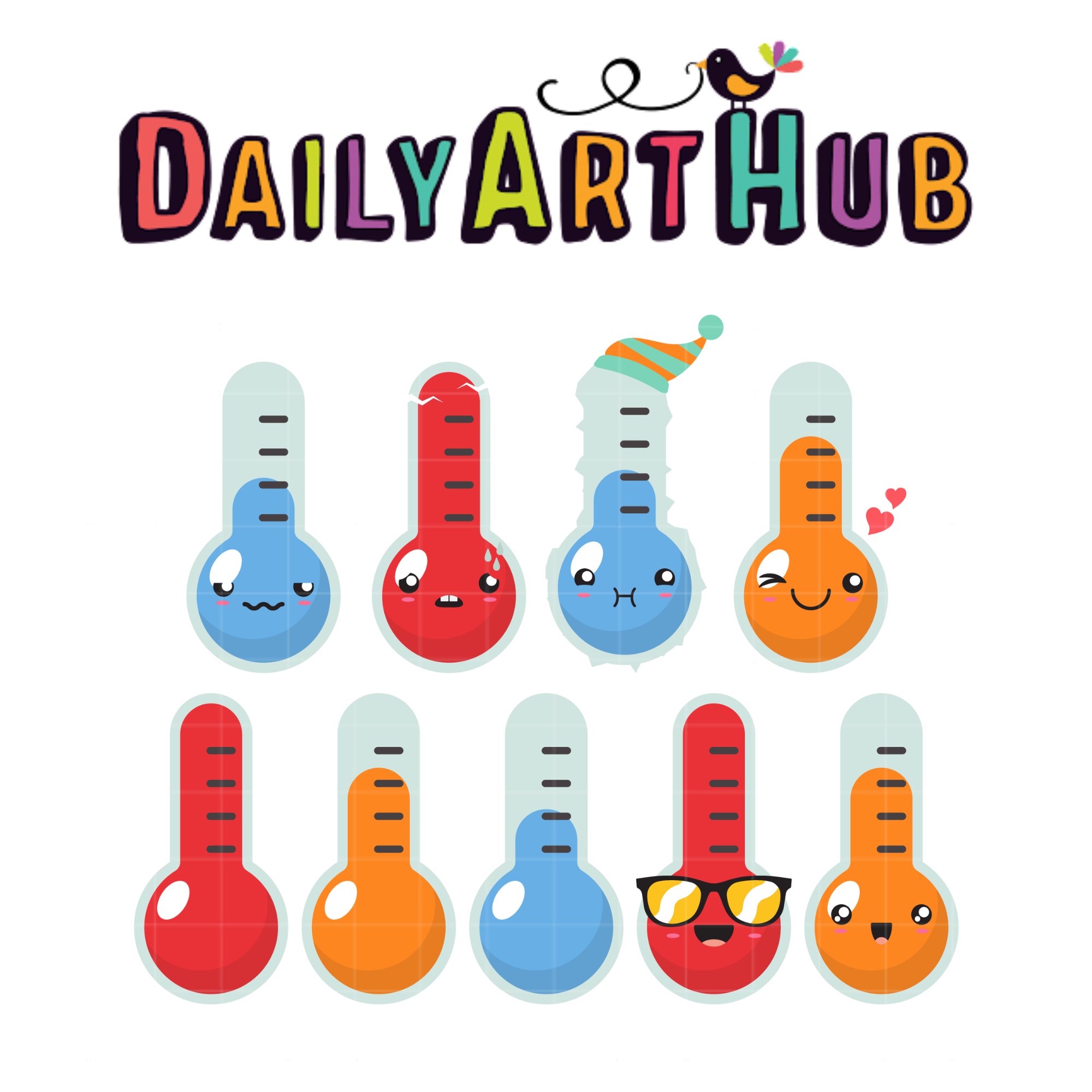 Kawaii Weather Thermometer Clip Art Set – Daily Art Hub