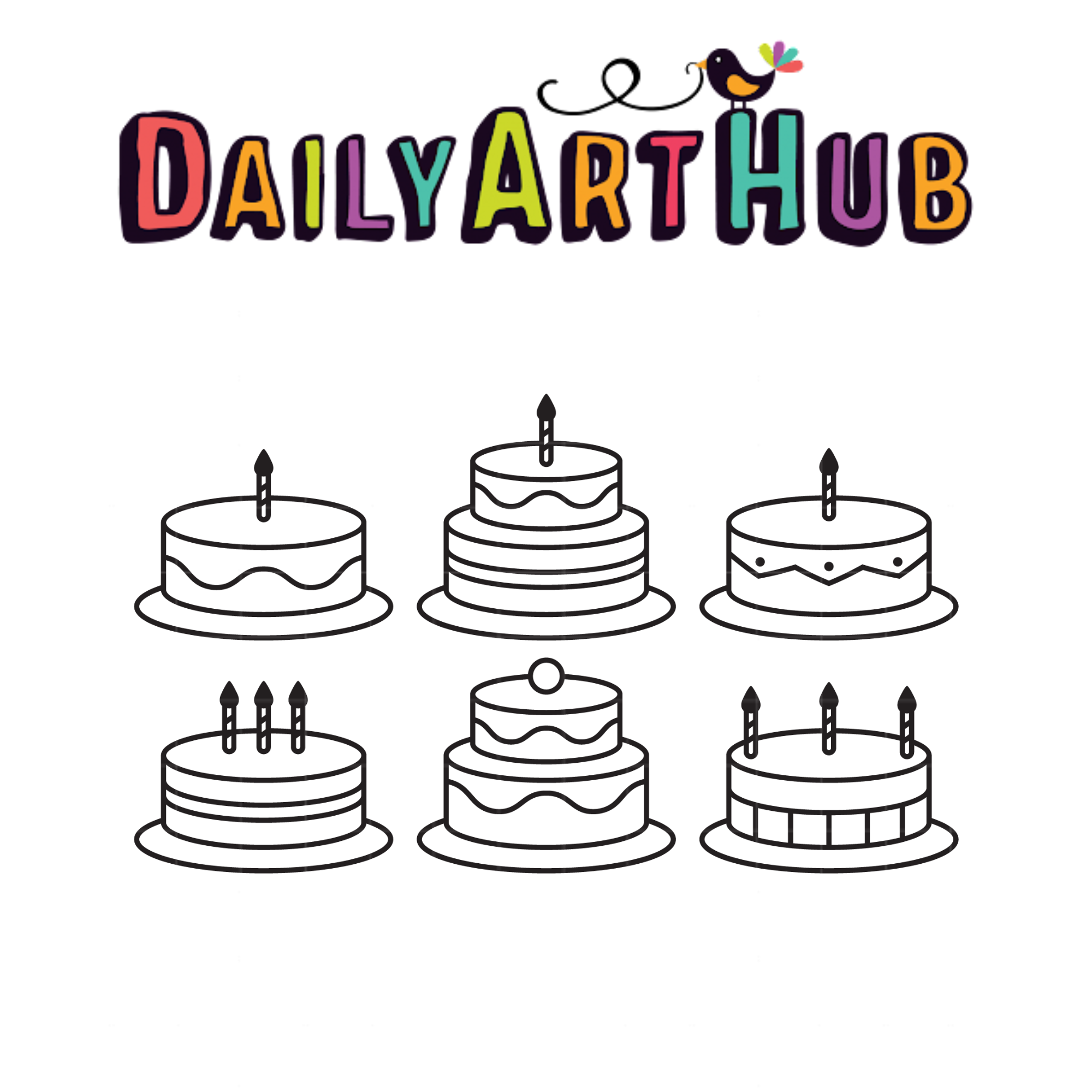 Curly Birthday Cake Outline - 6 Sizes! - Products - SWAK Embroidery