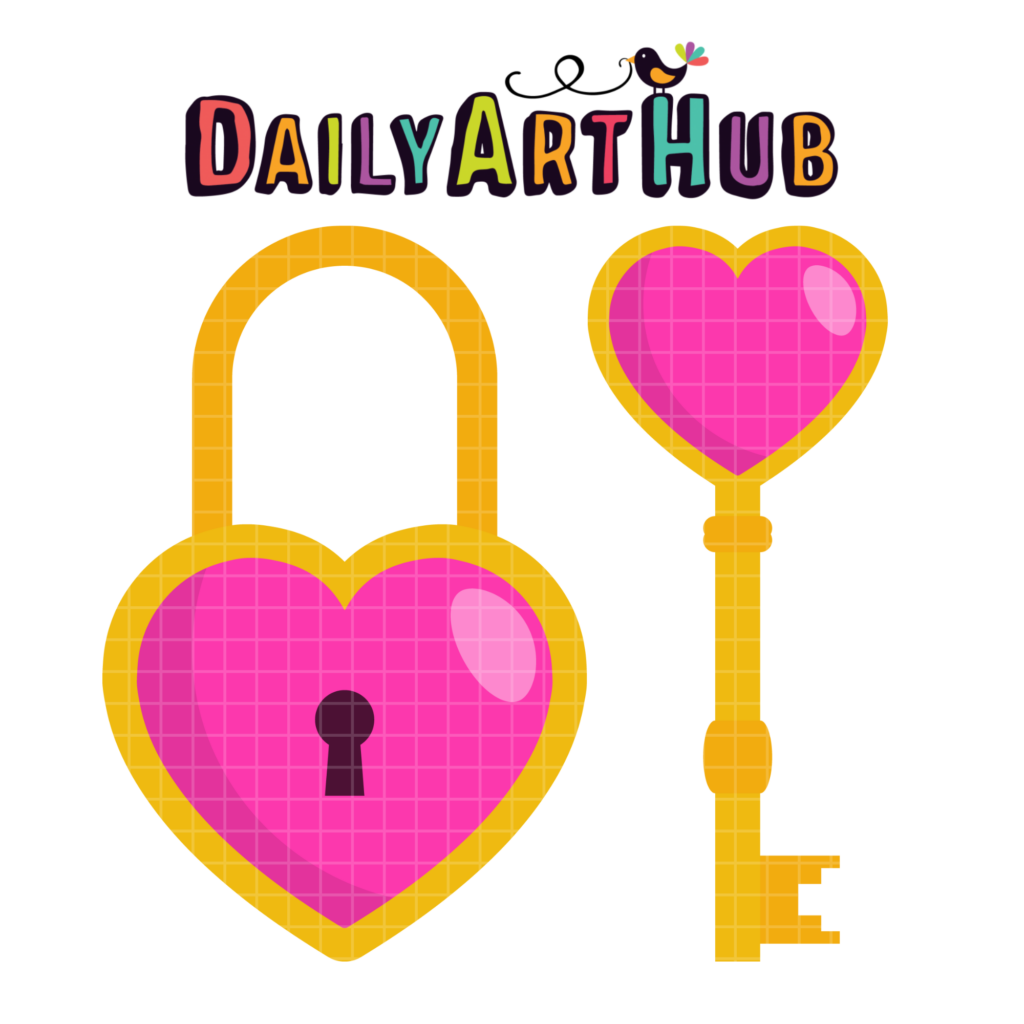 Heart Key And Lock Clip Art Set – Daily Art Hub // Graphics, Alphabets