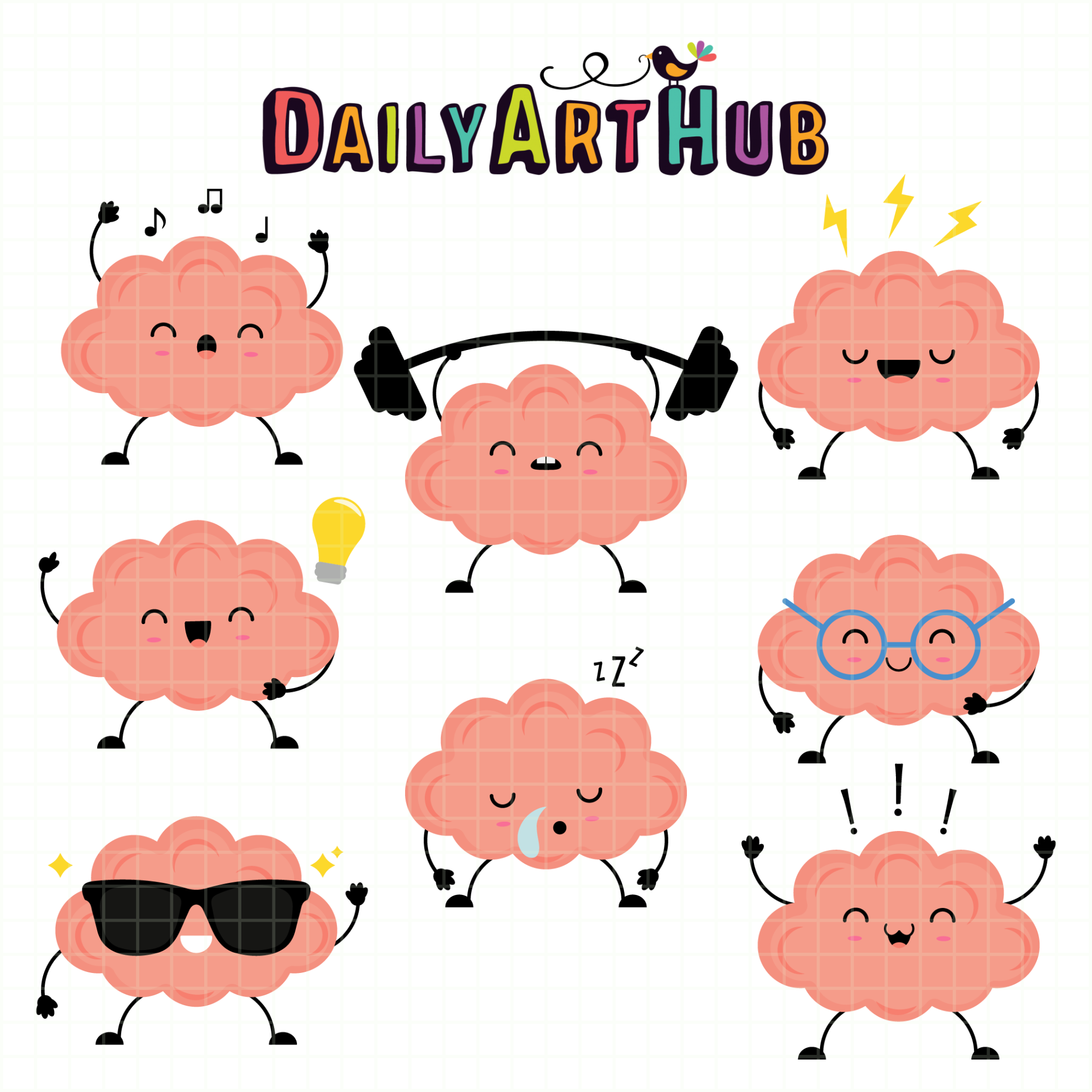 cute brain cartoons