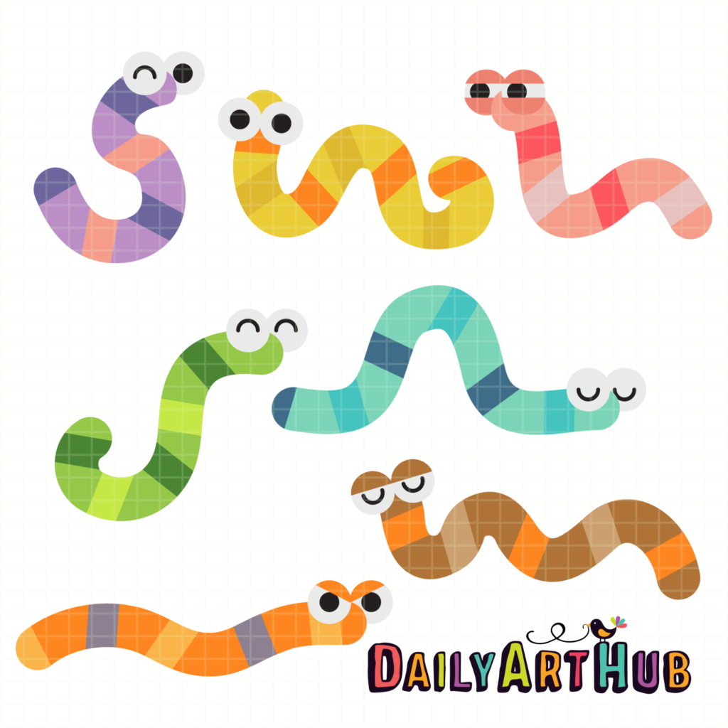 Cute Garden Worms Clip Art Set – Daily Art Hub // Graphics, Alphabets & SVG