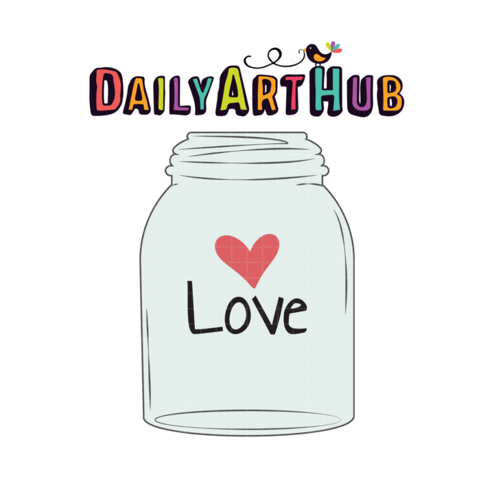 Mason Jar with Love Clip Art