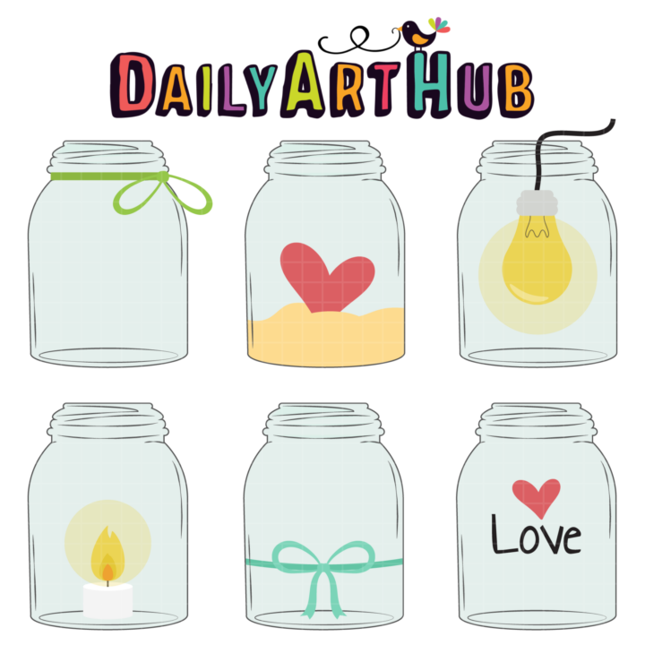 Mason Jar Collection Clip Art Set