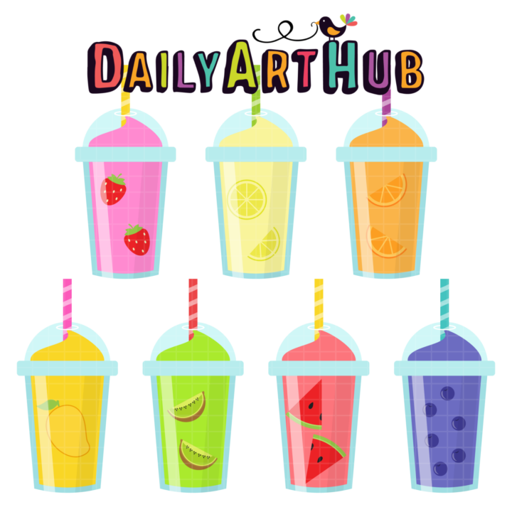 Fruit Smoothies Clip Art Set