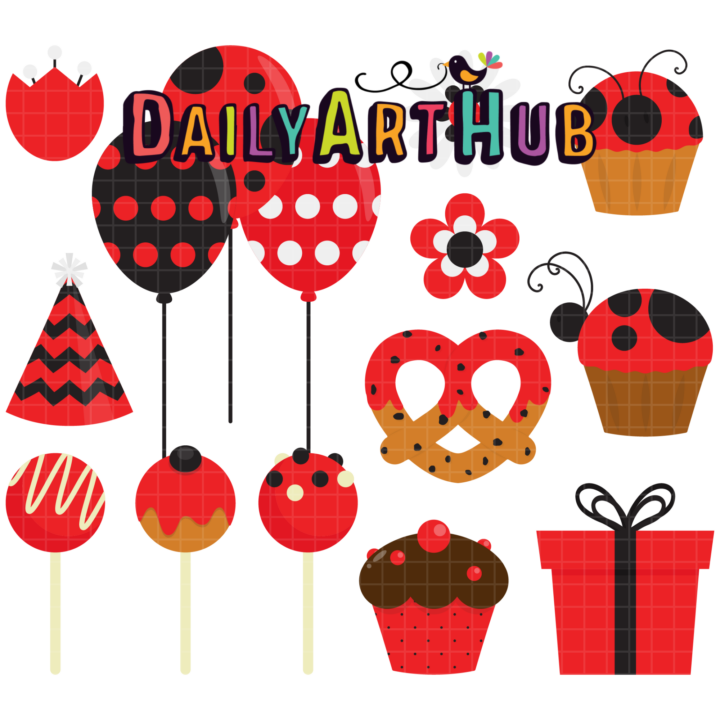 Lady Bug Theme Party Clip Art Set