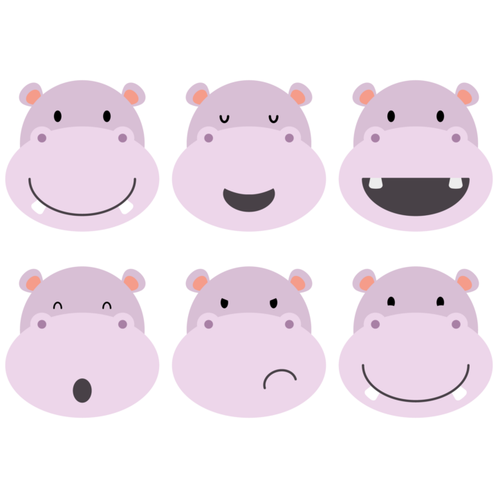 Cute Hippo Faces Clip Art Set