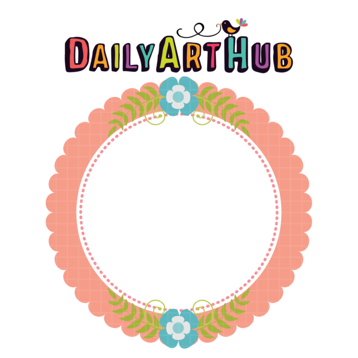 Round Floral Frame Clip Art