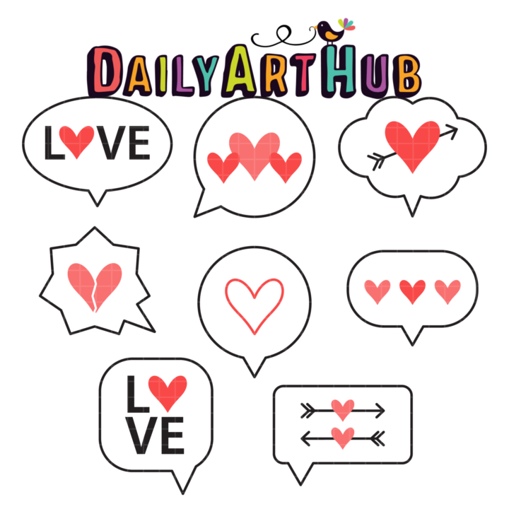 Love Speech Bubbles Clip Art Set