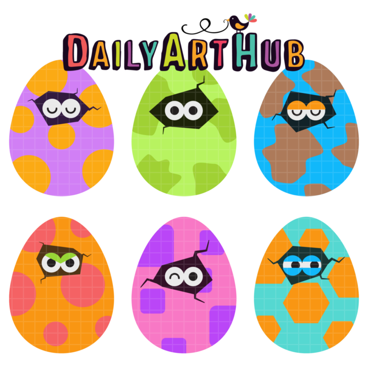 Peeping Dino Eggs Clip Art Set