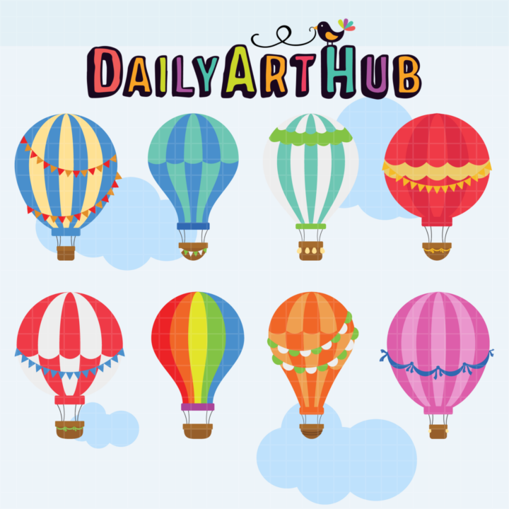 Hor Air Balloons Clip Art Set