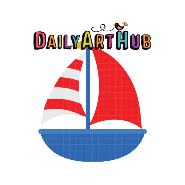 Red And Blue Sailboat Clip Art