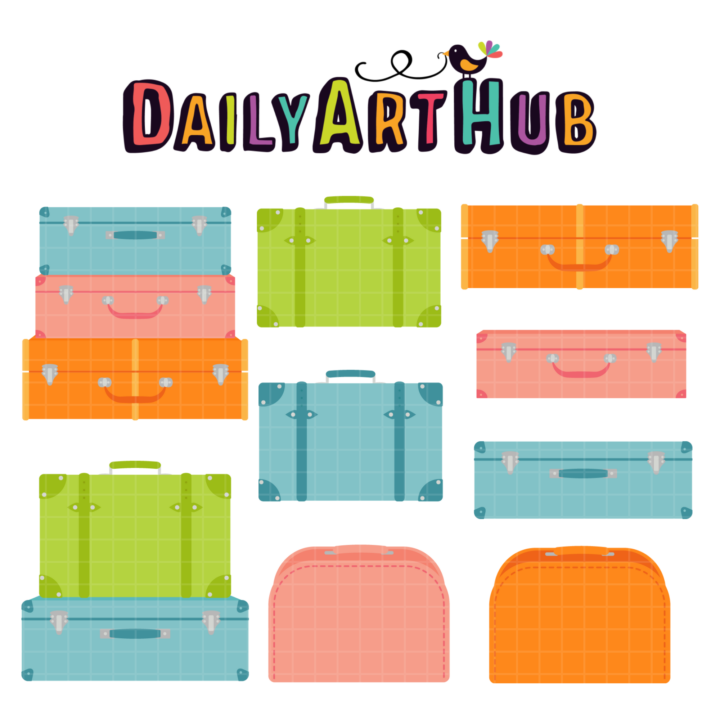 Suitcases Clip Art Set
