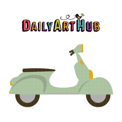 Green Retro Scooter Clip Art