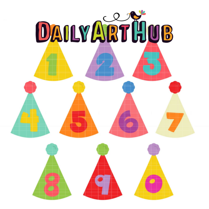 Number Party Hats Clip Art Set