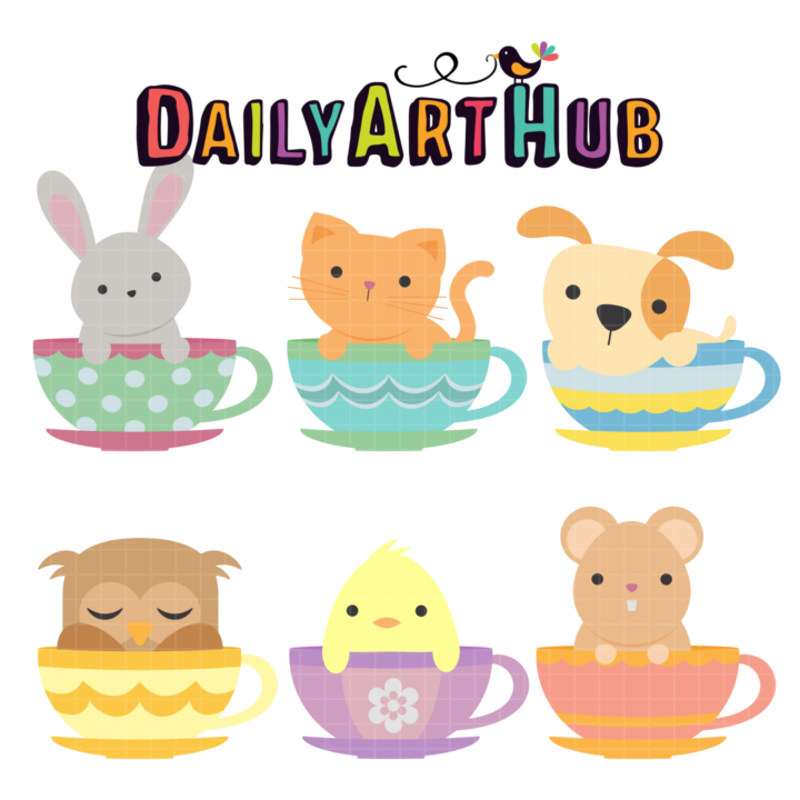 Teacup Animals Clip Art Set